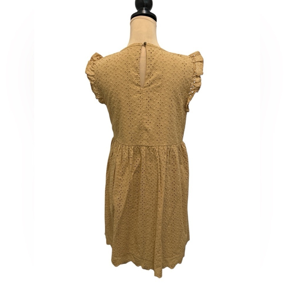 Knox Rose Women's Small, Sleeveless, Babydoll, Dress Mustard Yellow, Eyelet Lace - Picture 6 of 14